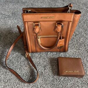Michael Kors Tan Leather Handbag and Wallet Set